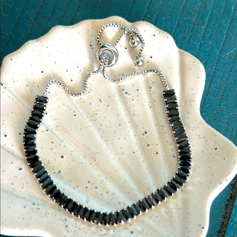 Black Crystal Bolo Bracelet